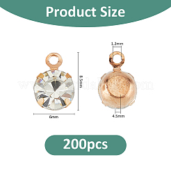 200Pcs Brass & Glass Pendants&nbsp;FIND-FH0011-98A