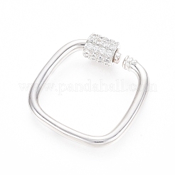 Brass Micro Pave Clear Cubic Zirconia Screw Carabiner Lock Charms&nbsp;ZIRC-L085-07P