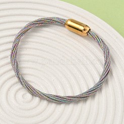 304 Stainless Steel with Polyester Metallic Cord Bracelets for Women&nbsp;BJEW-Z145-01G-28