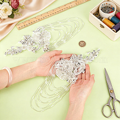 Glass Seed & Rhinestone Beaded Fringe Embroidery Applique Patch&nbsp;DIY-WH0780-20A