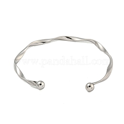 Non-Tarnish 304 Stainless Steel Twisted Open Cuff Bangles for Women&nbsp;BJEW-U003-01P