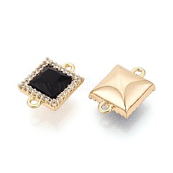 Brass Micro Pave Clear Cubic Zirconia and Glass Connector Charms&nbsp;KK-N287-29G