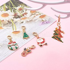 Christmas Theme Light Gold  Alloy Enamel Pendants&nbsp;HJEW-JM00470
