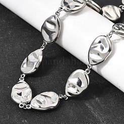 316L Surgical Stainless Steel Textured Flat Teardrop Link Chain Necklaces&nbsp;NJEW-D297-03P