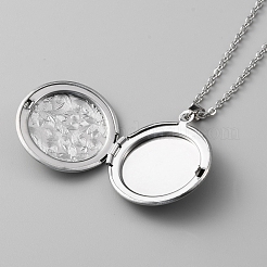 304 Stainless Steel Photo Locket Necklace&nbsp;NJEW-WH0016-10