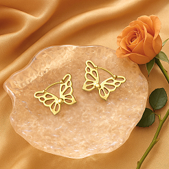 4 Pairs 2 Colors Alloy Butterfly Hoop Earrings&nbsp;EJEW-HY0001-44