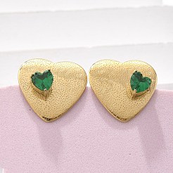 Brass & Glass & Plastic Stud Earrings&nbsp;EJEW-D302-03G-01B