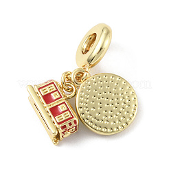 Brass Micro Pave Cubic Zirconia European Dangle Charms&nbsp;KK-P233-13G