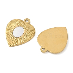 304 Stainless Steel Natural White Shell Pendants&nbsp;STAS-L288-06G-02