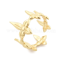 Flower Brass Cuff Rings for Women&nbsp;RJEW-B119-07G
