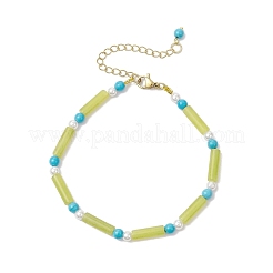 Natural Lemon Jade & Synthetic Turquoise Beaded Bracelets for Women&nbsp;BJEW-JB12027-02