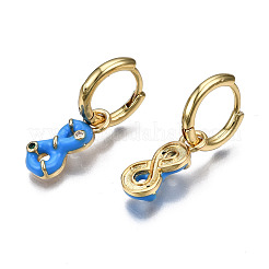 Brass Micro Pave Cubic Zirconia Huggie Hoop Earrings&nbsp;EJEW-T014-44G-NF