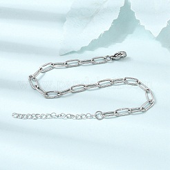 4MM 304 Stainless Steel Textured Paperclip Chain Bracelets for Man and Women&nbsp;SA-CBAB767-11P
