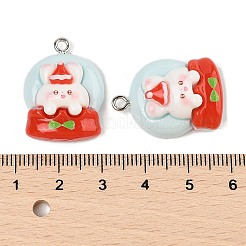 Christmas Theme Rabbit Opaque Resin Pendants&nbsp;RESI-S08-04C