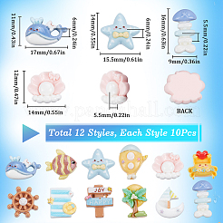 120Pcs 12 Styles Sandbeach Theme Opaque Resin Cabochons&nbsp;CRES-SC0002-98