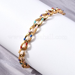 Brass Enamel Chain Bracelets&nbsp;BJEW-S170-01G