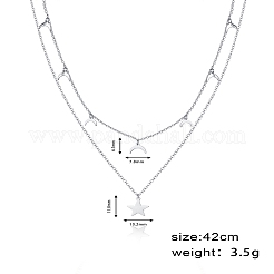 Elegant Double-layer 304 Stainless Steel Moon Star Pendant Necklaces for Women&nbsp;LZ1319-2