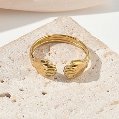 304 Stainless Steel Cuff Open Rings for Women&nbsp;RJEW-L341-05B-G