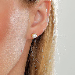 Elegant 201 Stainless Steel Imitation Pearl Stud Earrings for Women&nbsp;LS-FV8306