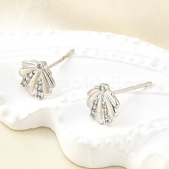 Brass Micro Pave Clear Cubic Zirconia Stud Earrings&nbsp;EJEW-M103-08P