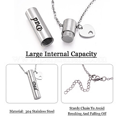 1Pc Word 304 Stainless Steel Column Urn Ashes Necklace&nbsp;DIY-TA0010-07D