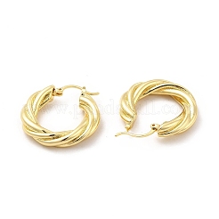 Twist Ring Brass Hoop Earrings for Women&nbsp;EJEW-M026-09G
