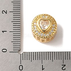 Heart Real 18K Gold Plated Brass Micro Pave Cubic Zirconia European Beads&nbsp;KK-G511-01G-03