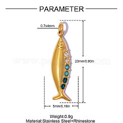 304 Stainless Steel with Rhinestone Pendants&nbsp;RB-OY001-47G-02