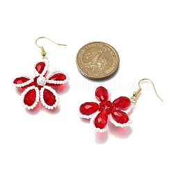 Glass Flower Dangle Earrings&nbsp;EJEW-TA00715