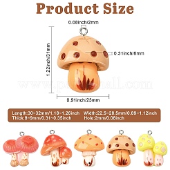 30Pcs 5 Styles Resin Pendants&nbsp;RESI-CJ0005-20