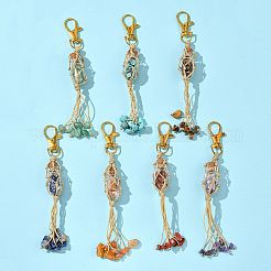 7Pcs Natural & Synthetic Gemstone Pendant Decorations&nbsp;HJEW-FS00053