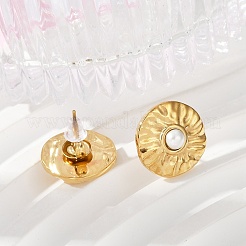 304 Stainless Steel Shell Pearl Stud Earrings&nbsp;EJEW-G423-09G-01