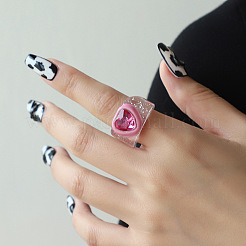 Resin Enamel and Glass Finger Rings&nbsp;FS-WG51DC4-03