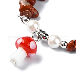 Gemstone Chip & Shell Pearl Beaded Stretch Bracelets&nbsp;BJEW-JB10914
