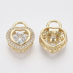 Brass Micro Pave Clear Cubic Zirconia Charms&nbsp;ZIRC-T011-14G-NF