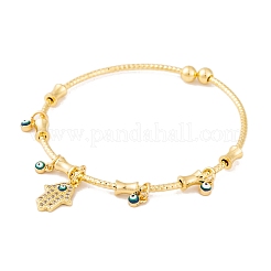 Brass Pave Clear Cubic Zirconia Charm Bangles for Women&nbsp;BJEW-S147-20A-G