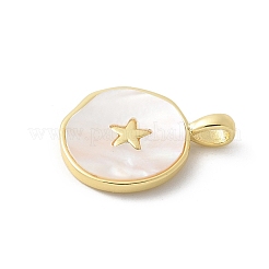Brass Pave Natural Shell Pendants&nbsp;KK-P294-27G