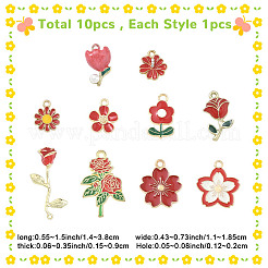 10Pcs 10 Styles Alloy Enamel Pendants&nbsp;ENAM-YW0006-83