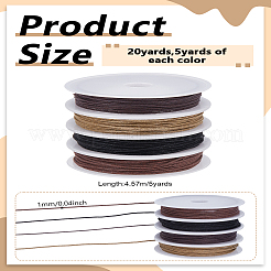20 Yards 4 Colors Eco-Friendly Waxed Cotton Thread Cords&nbsp;YC-LP0001-02