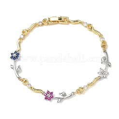 Brass Micro Pave Cubic Zirconia Link Chain Bracelets for Women&nbsp;BJEW-C156-04B-03GP
