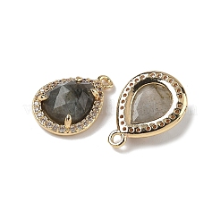 Natural Labradorite Faceted Teardrop Pendants&nbsp;X-G-U028-02G-06