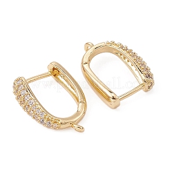Brass Micro Pave Clear Cubic Zirconia Hoop Earring Findings&nbsp;ZIRC-YW0001-07G