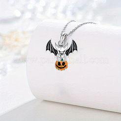 Halloween Alloy Enamel Bat with Pumpkin Pendant Necklaces&nbsp;WG6D1E5-01