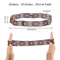 2pcs 2 style Jute Braided & Plastic Hat Belt Sets&nbsp;FIND-CA0008-49