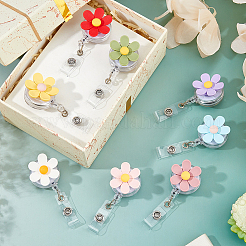 8Pcs 8 Colors Flower PVC with Resin Badge Reel&nbsp;AJEW-FH0006-88