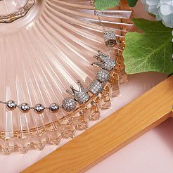6Pcs 3 Styles Brass Micro Pave Cubic Zirconia Beads&nbsp;ZIRC-SZ0001-17