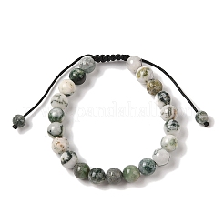 8mm Round Natural Tree Agate Braided Bead Bracelets&nbsp;BJEW-C067-01B-01