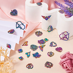 24Pcs 12 Style Rainbow Color Alloy Pendants&nbsp;FIND-TA0003-91