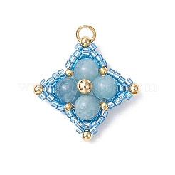 Natural & Synthetic Mixed Gemstone & Glass Seed Beaded Star Pendants&nbsp;PALLOY-MZ00691