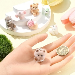 7Pcs 7 Styles Flocky Opaque Resin Pendants&nbsp;RESI-YW0004-18